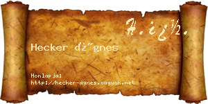 Hecker Ágnes névjegykártya